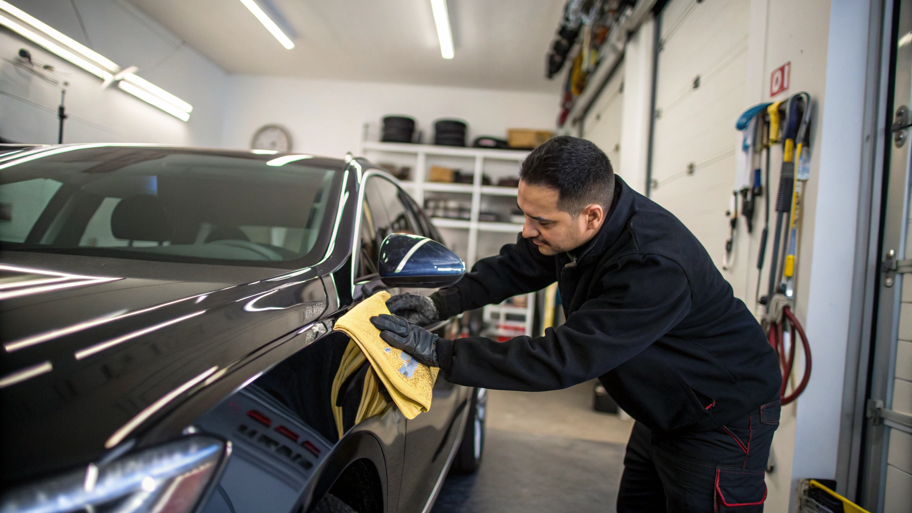 Professional detailing process on a luxury vehicle